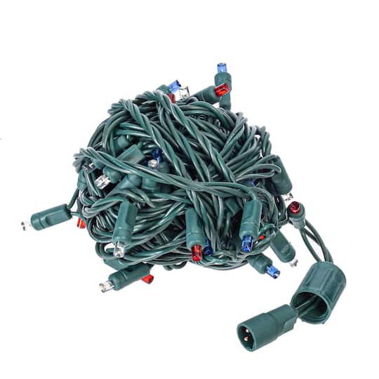 Vickerman 50ct. Red, White & Blue Wide Angle Single Mold End-Connecting Coaxial Non-Rectified LED Light Set String